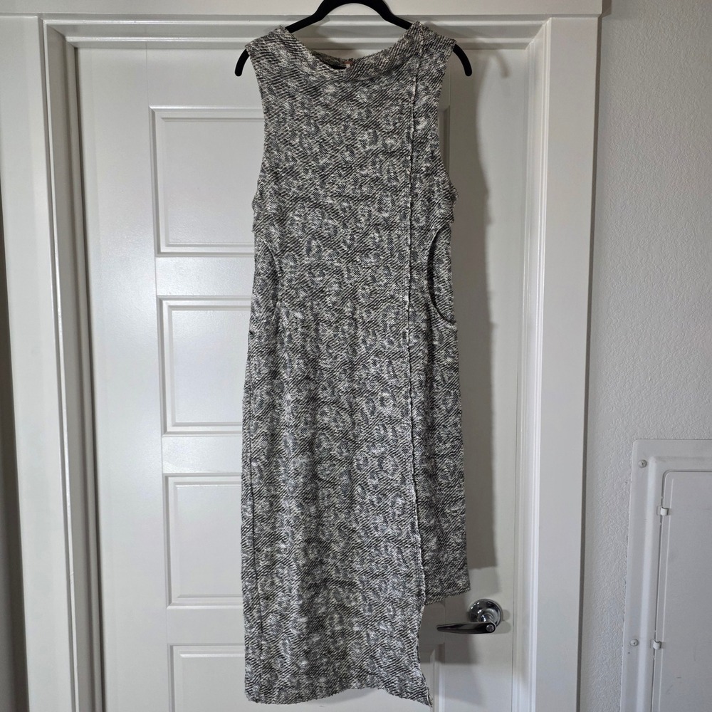 Free People Black White Textured Asymmetrical Sleeveless Midi Dress Size M